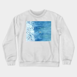 From Above Watercolor Surf-Art Painting Crewneck Sweatshirt